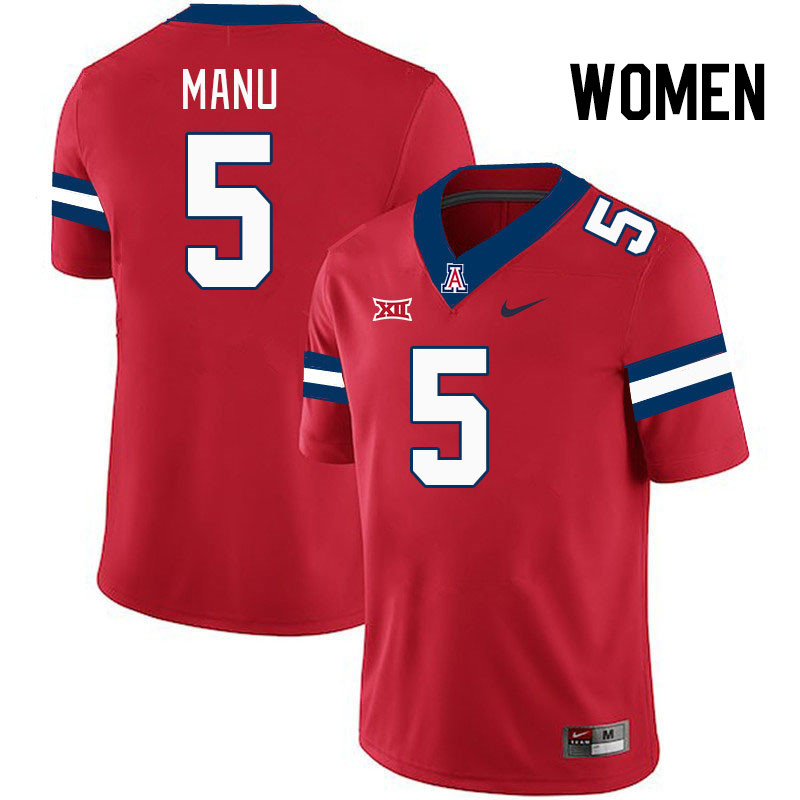 Women #5 Jacob Manu Arizona Wildcats Big 12 Conference College Football Jerseys Stitched-Red